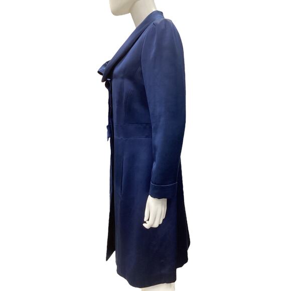 Armani Collezioni Spring Coat Women’s SZ12 Fits Like10 Silk Wool Blend Navy Blue - Picture 2 of 5